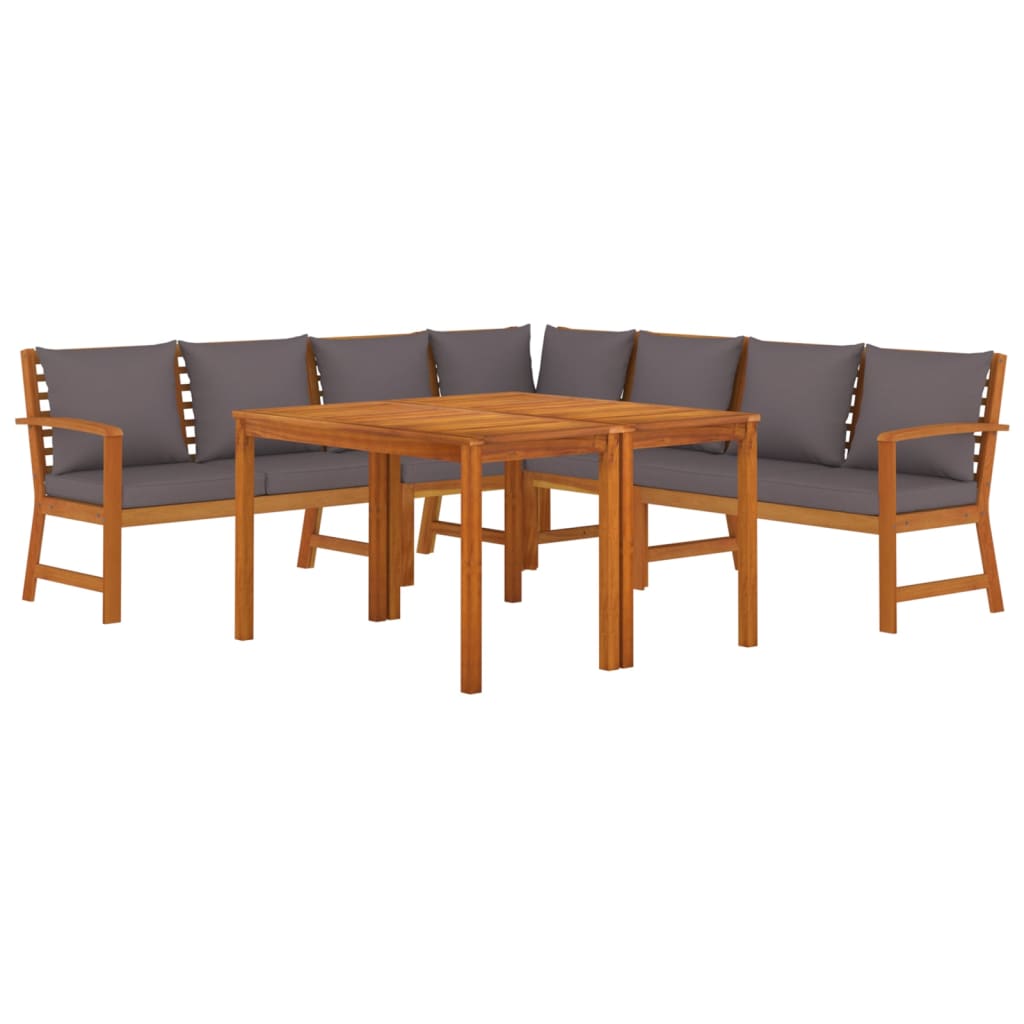 Ensemble à manger de jardin coussins 7 pcs Bois acacia