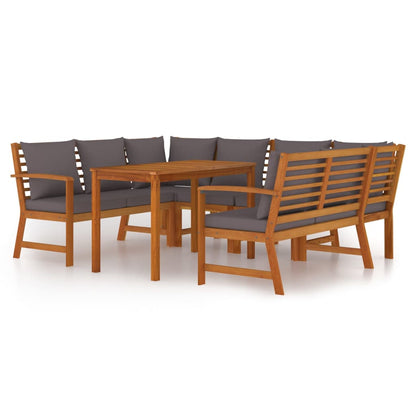 Ensemble à manger de jardin coussins 7 pcs Bois acacia