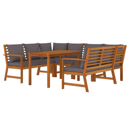 Ensemble à manger de jardin coussins 7 pcs Bois acacia