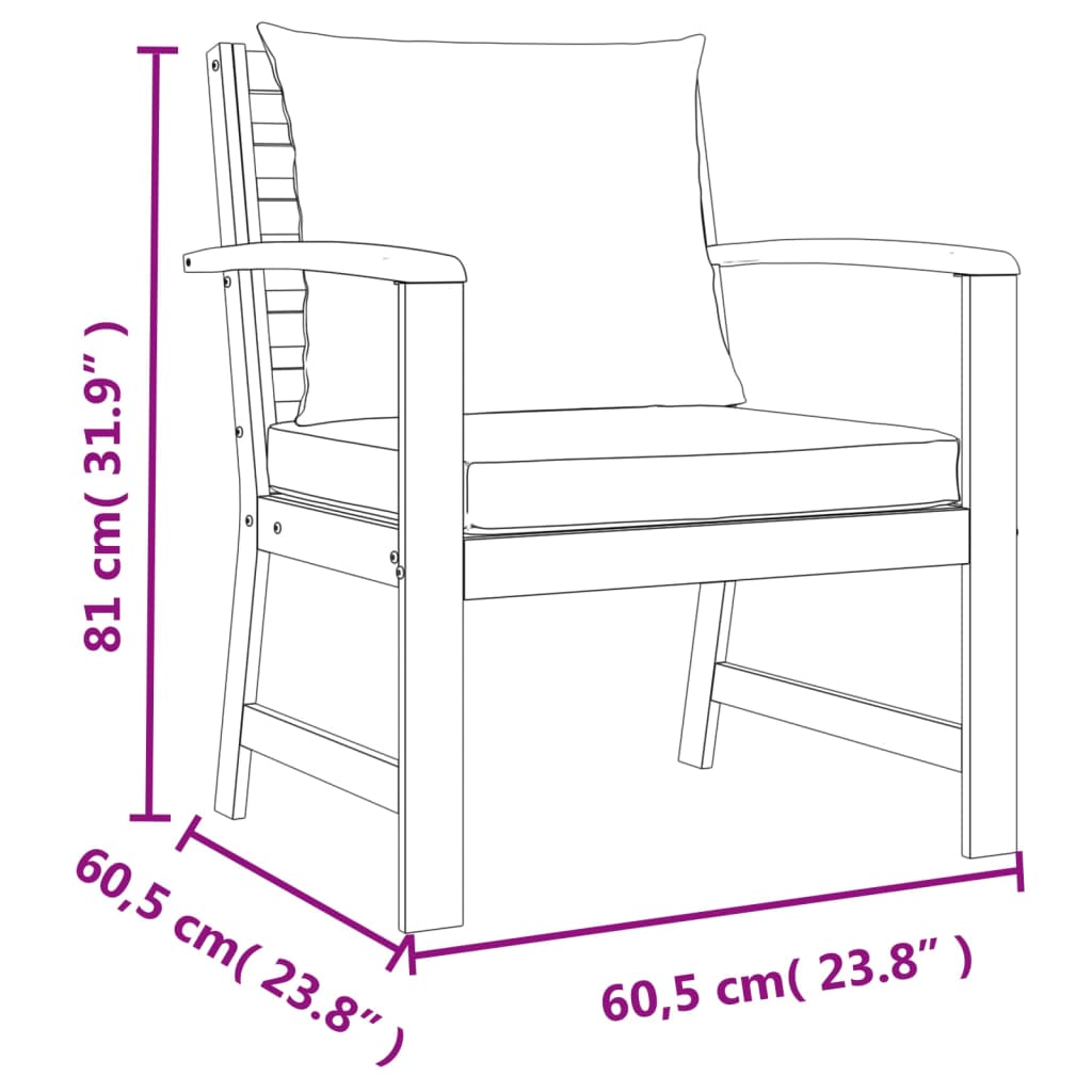 Ensemble à manger de jardin 4 pcs coussins Bois acacia