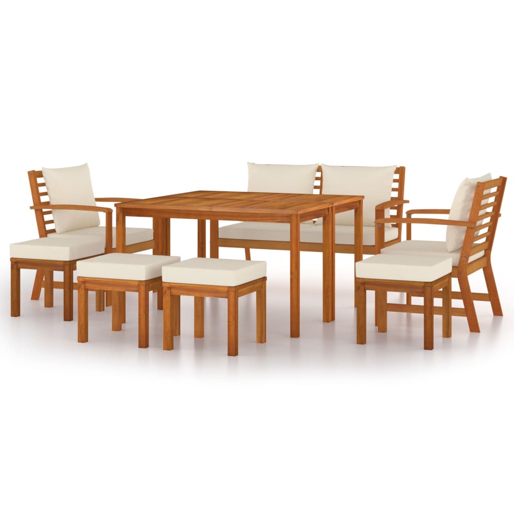 Ensemble à manger de jardin coussins 9 pcs Bois acacia