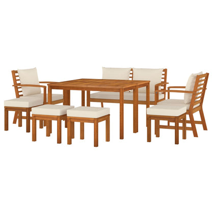 Ensemble à manger de jardin coussins 9 pcs Bois acacia