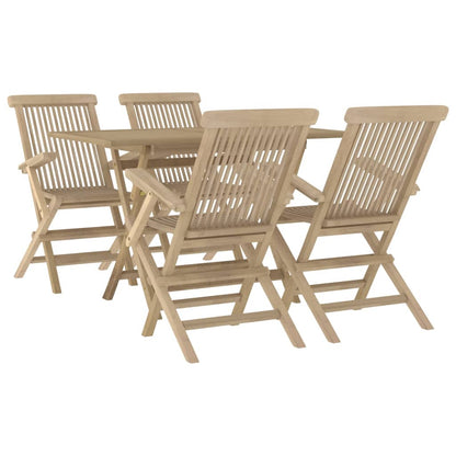 Salon de jardin 5 pcs gris bois de teck massif