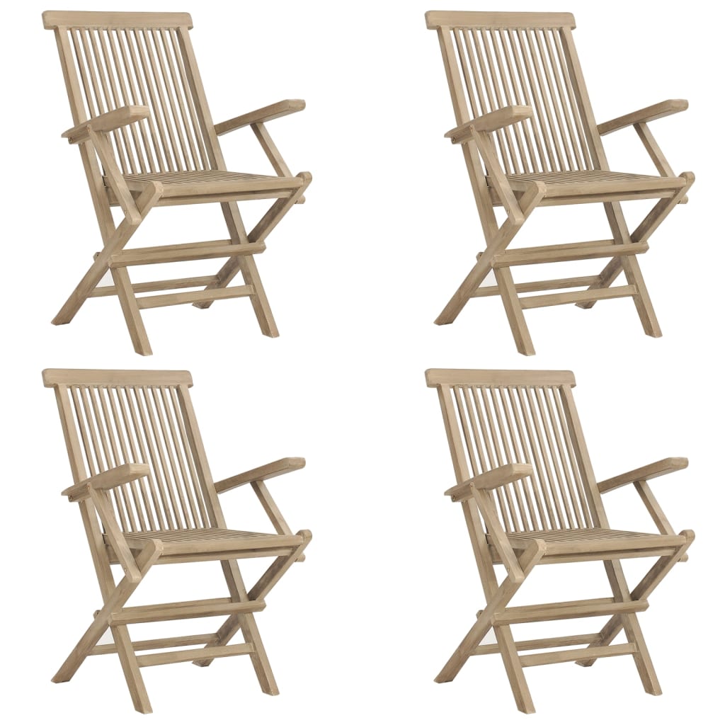 Salon de jardin 5 pcs gris bois de teck massif