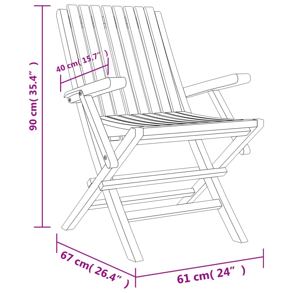 Chaises de jardin pliantes lot de 6 61x67x90cm bois massif teck