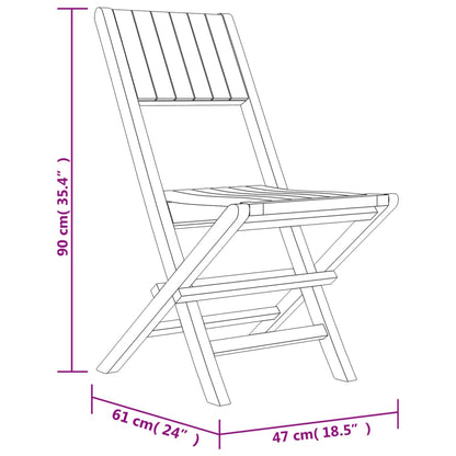 Chaises de jardin pliantes lot de 4 47x61x90cm bois massif teck