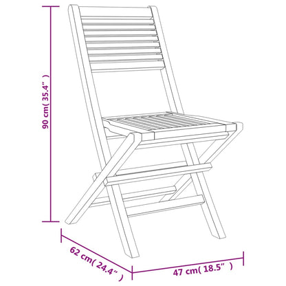 Chaises de jardin pliantes lot de 4 47x62x90cm bois massif teck