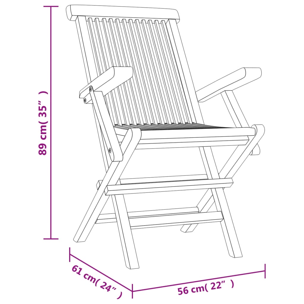 Chaises de jardin pliantes lot de 4 gris 56x61x89 cm bois teck