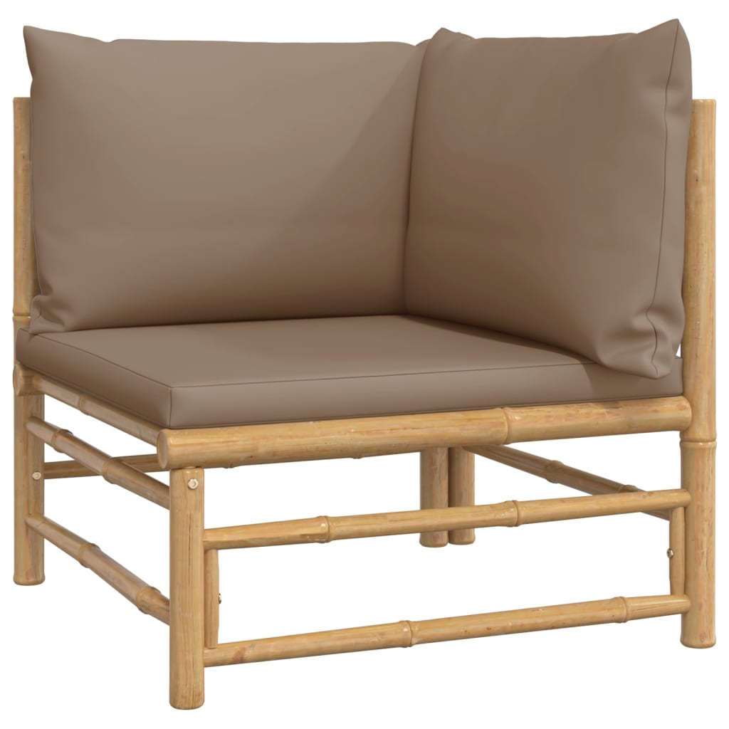 Salon de jardin 4 pcs avec coussins taupe bambou