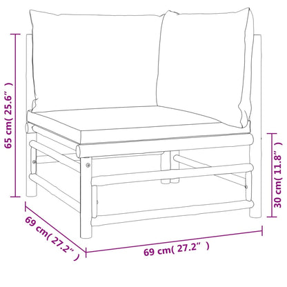 Canapés d'angle de jardin avec coussins taupe 2 pcs bambou