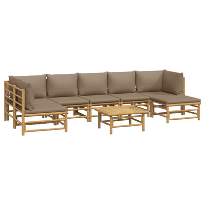 Salon de jardin 8 pcs avec coussins taupe bambou