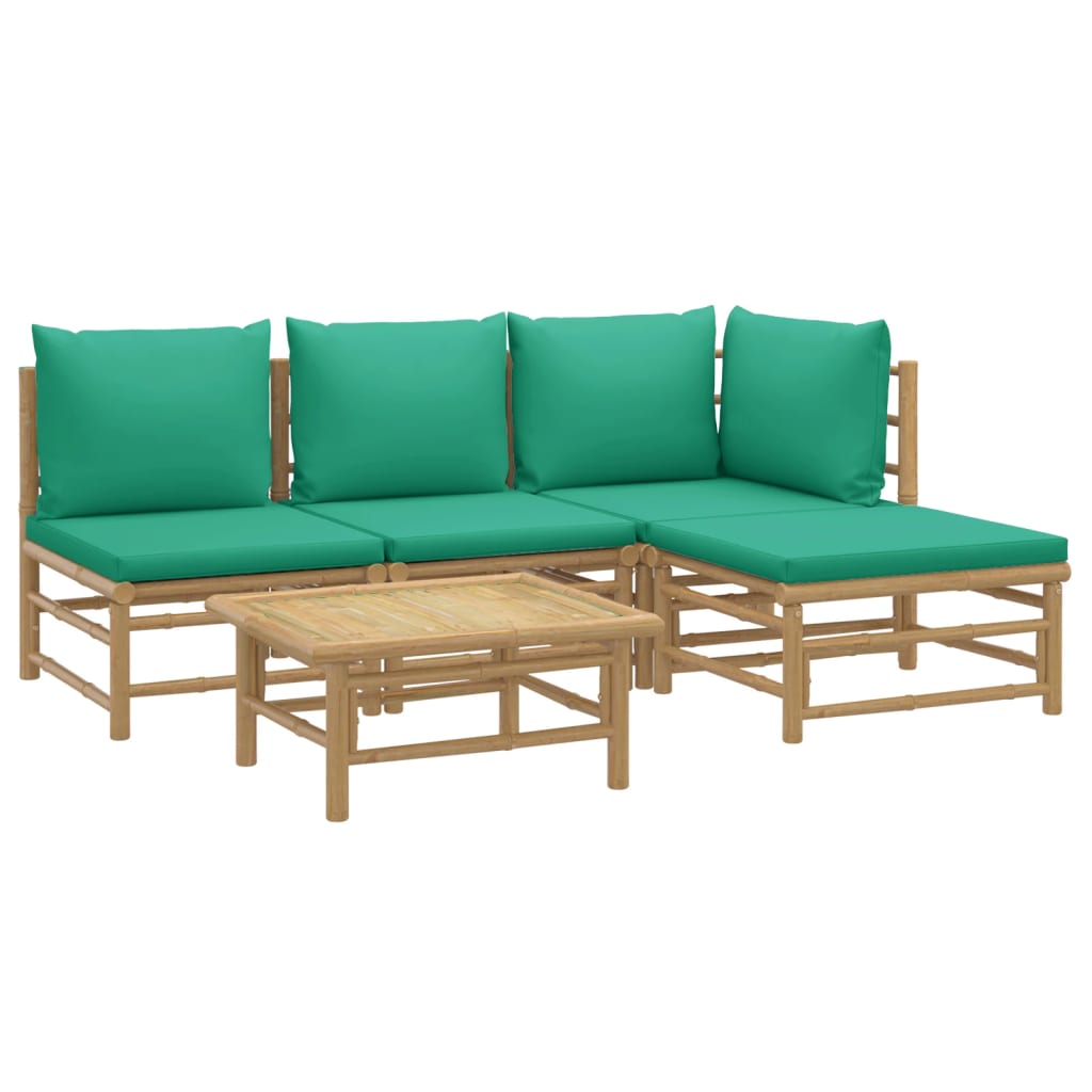 Salon de jardin 5 pcs avec coussins vert bambou