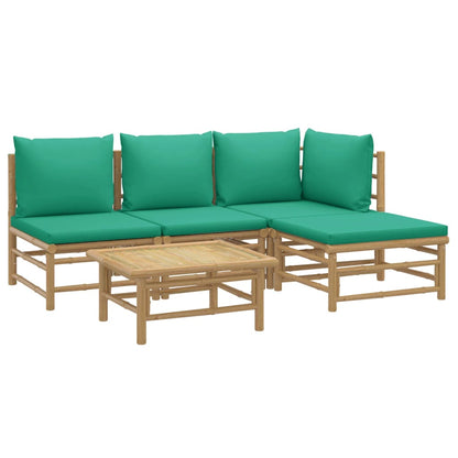 Salon de jardin 5 pcs avec coussins vert bambou