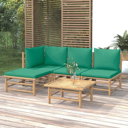 Salon de jardin 5 pcs avec coussins vert bambou