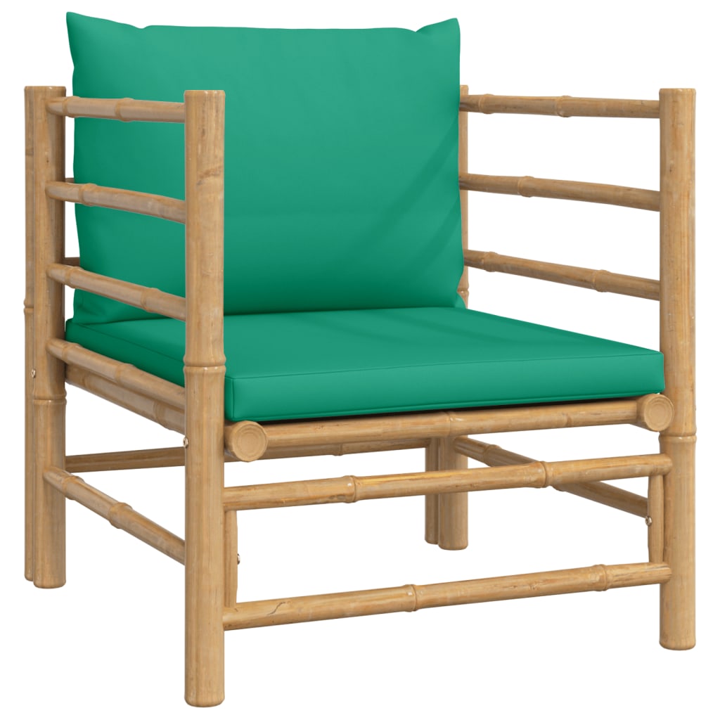 Salon de jardin 6 pcs avec coussins vert bambou