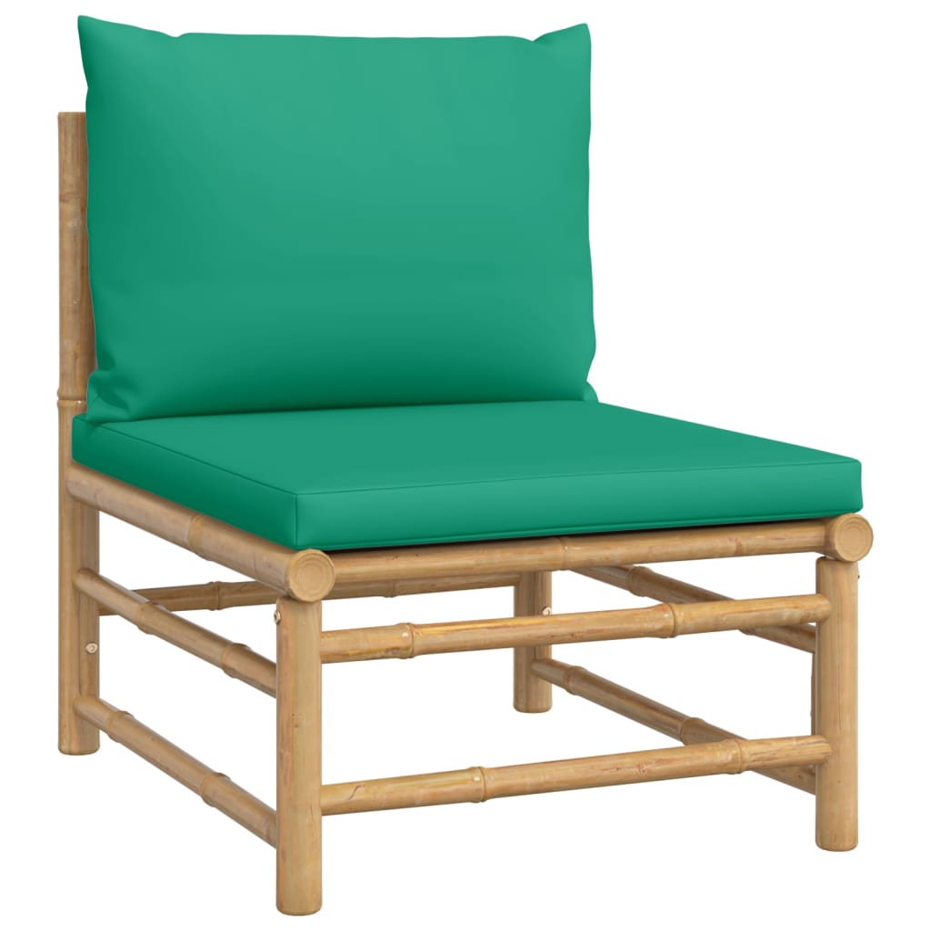 Salon de jardin 6 pcs avec coussins vert bambou