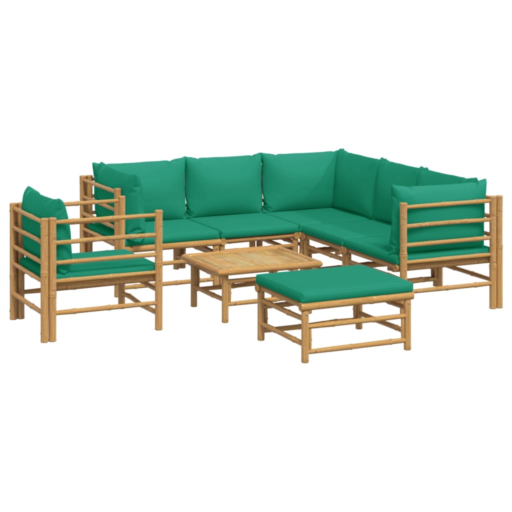 Salon de jardin 8 pcs avec coussins vert bambou