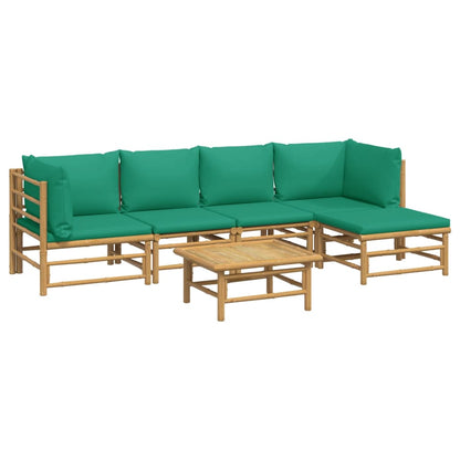 Salon de jardin 6 pcs avec coussins vert bambou