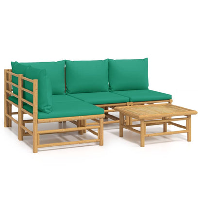 Salon de jardin 5 pcs avec coussins vert bambou