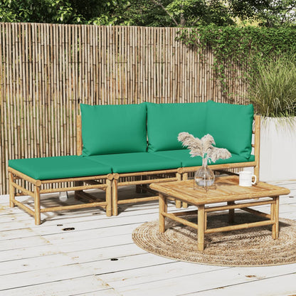 Salon de jardin 3 pcs avec coussins vert bambou