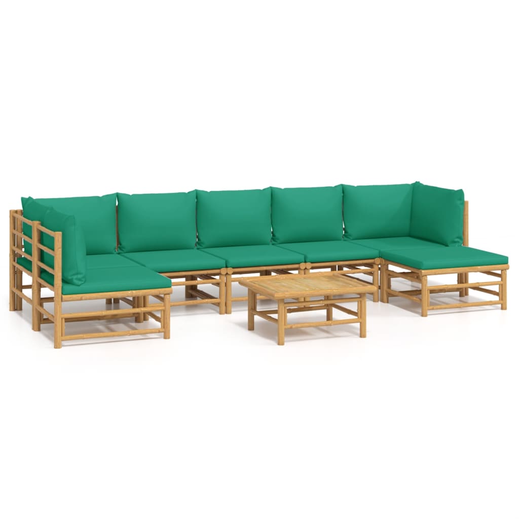 Salon de jardin 8 pcs avec coussins vert bambou