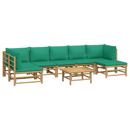 Salon de jardin 8 pcs avec coussins vert bambou