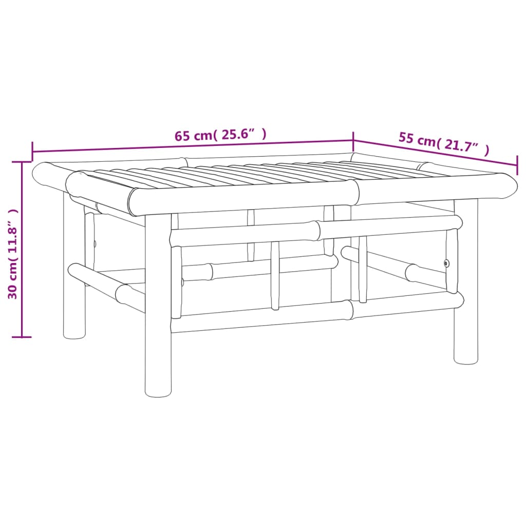 Salon de jardin 8 pcs avec coussins blanc crème bambou