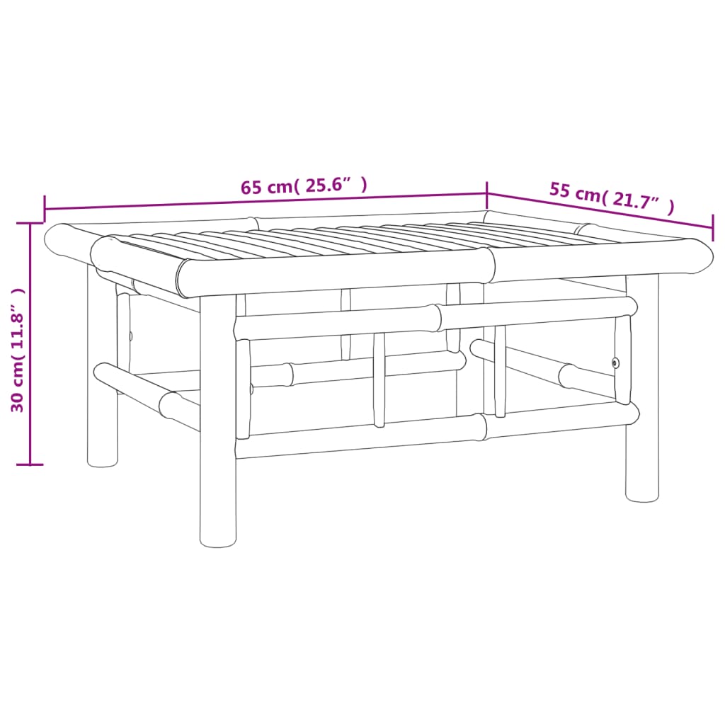 Salon de jardin 5 pcs avec coussins blanc crème bambou