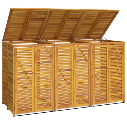 Abri à poubelle triple 210x89x117 cm bois massif d'acacia