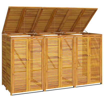 Abri à poubelle triple 210x89x117 cm bois massif d'acacia