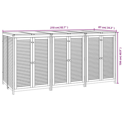 Boîte de rangement de jardin 210x87x104 cm bois massif d'acacia