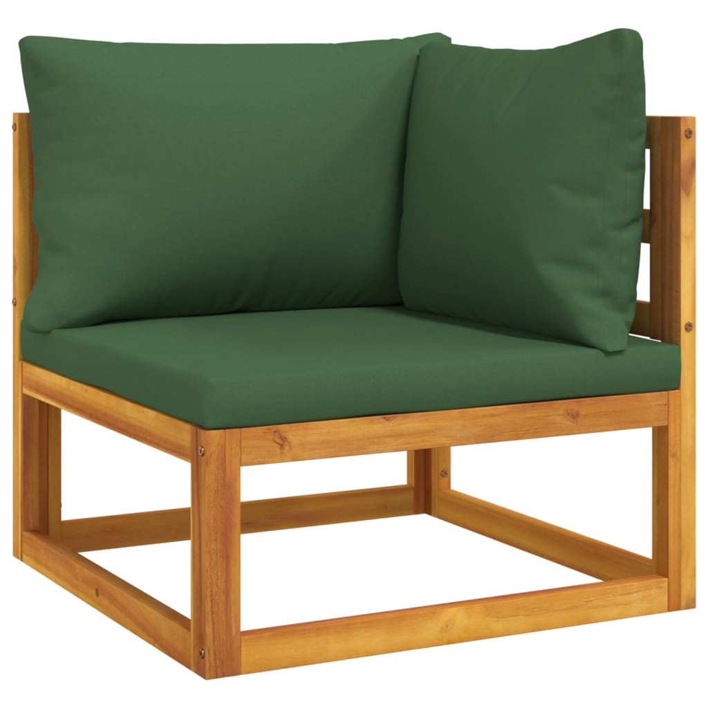 Salon de jardin 4 pcs avec coussins vert bois massif