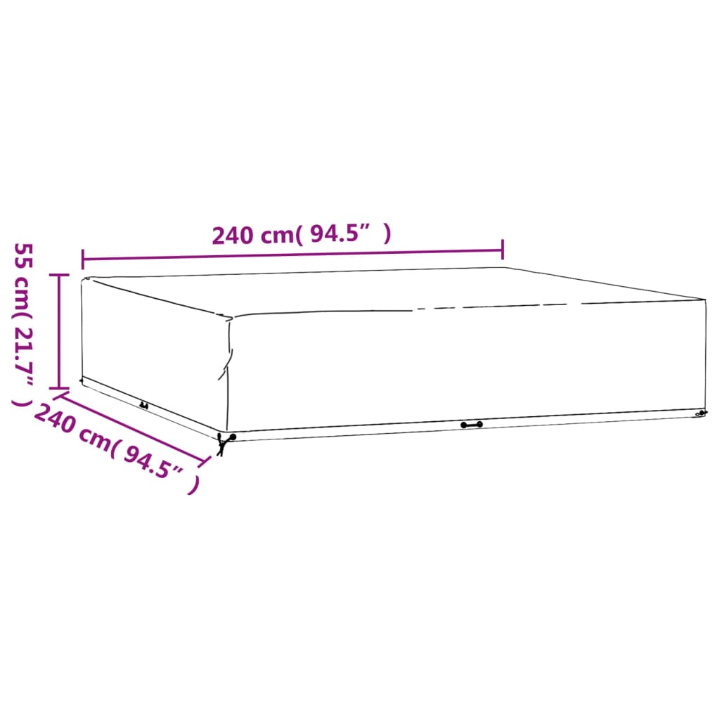 Housses de salon de jardin 2 pcs 16 œillets 240x240x55 cm carré