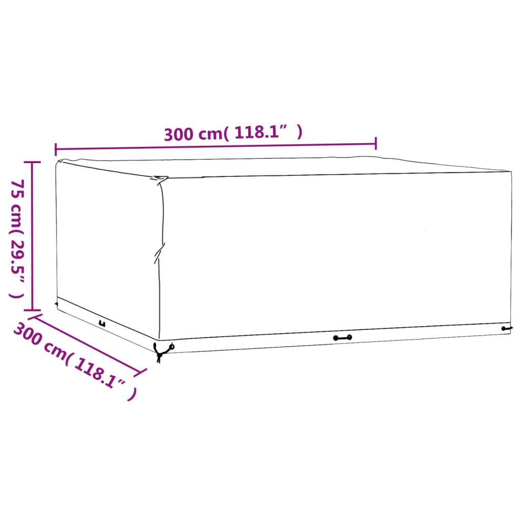 Housses de salon de jardin 2 pcs 16 œillets 300x300x75 cm carré