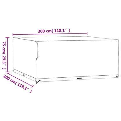 Housses de salon de jardin 2 pcs 16 œillets 300x300x75 cm carré