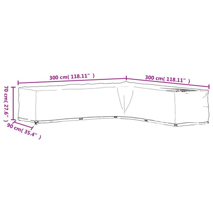 Housses de salon de jardin en forme de L 2 pcs 20 œillets