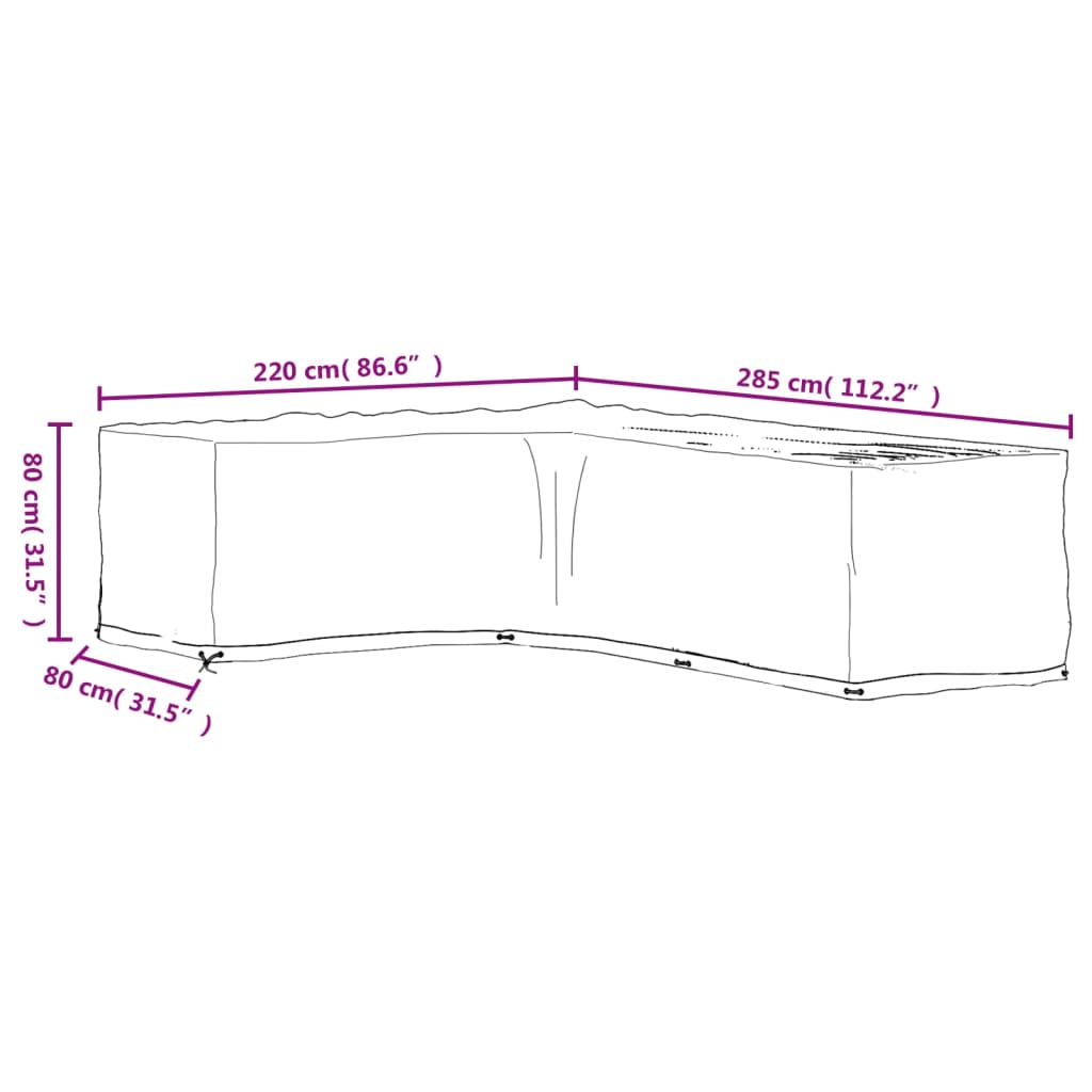 Housses de salon de jardin en forme de L 2 pcs 18 œillets