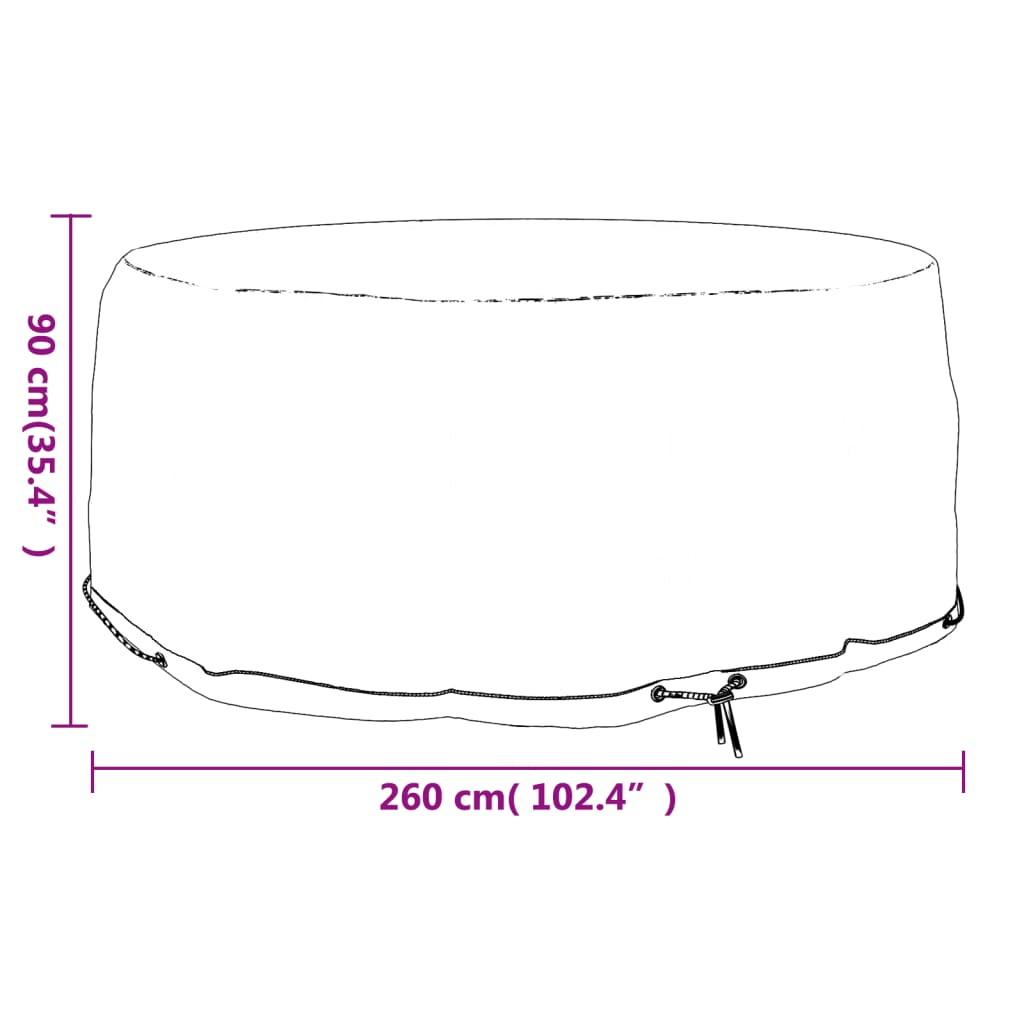 Housse pour meubles de jardin 10 œillets Ø260x90 cm rond