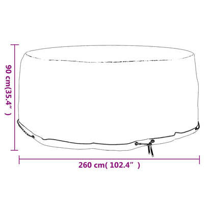 Housse pour meubles de jardin 10 œillets Ø260x90 cm rond