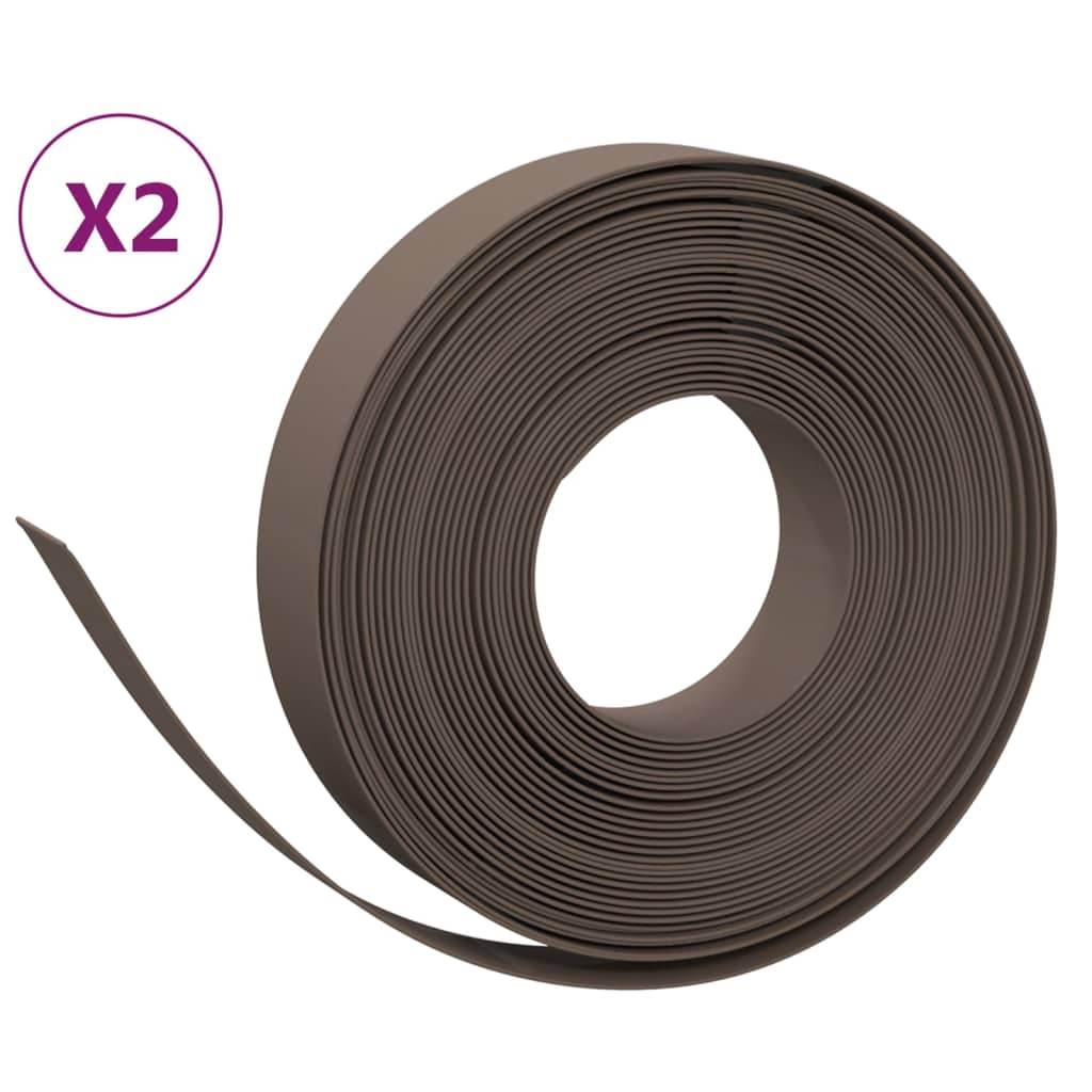 Garden edging 2 pcs brown 10 m 10 cm polyethylene