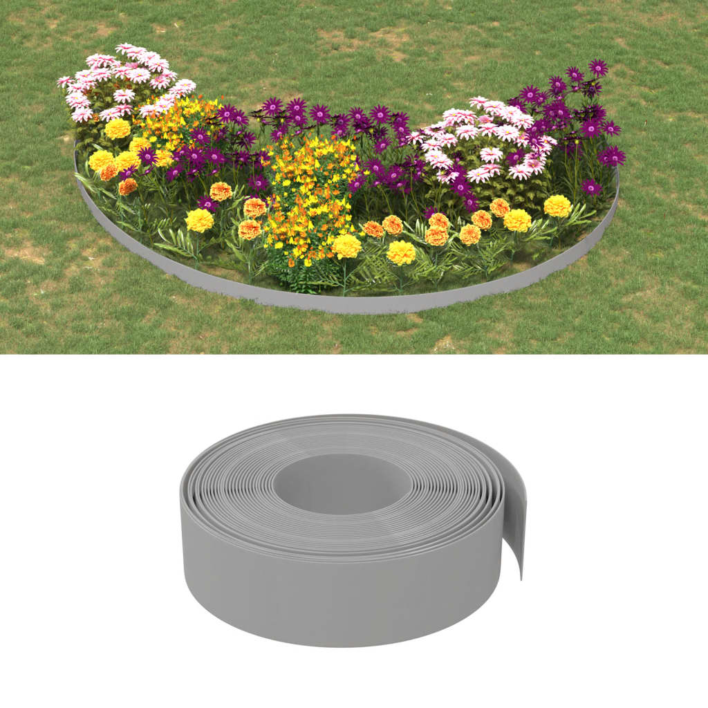 Bordures de jardin 2 pcs gris 10 m 15 cm polyéthylène