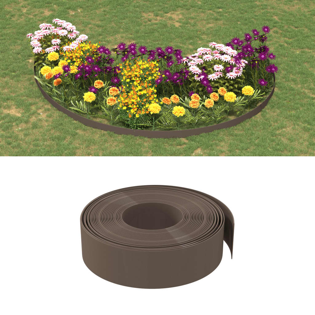 Bordures de jardin 3 pcs marron 10 m 15 cm polyéthylène