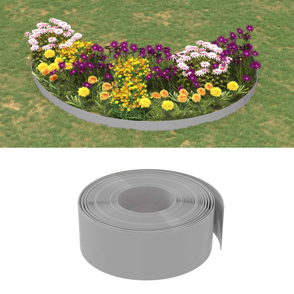 Bordures de jardin 3 pcs gris 10 m 20 cm polyéthylène