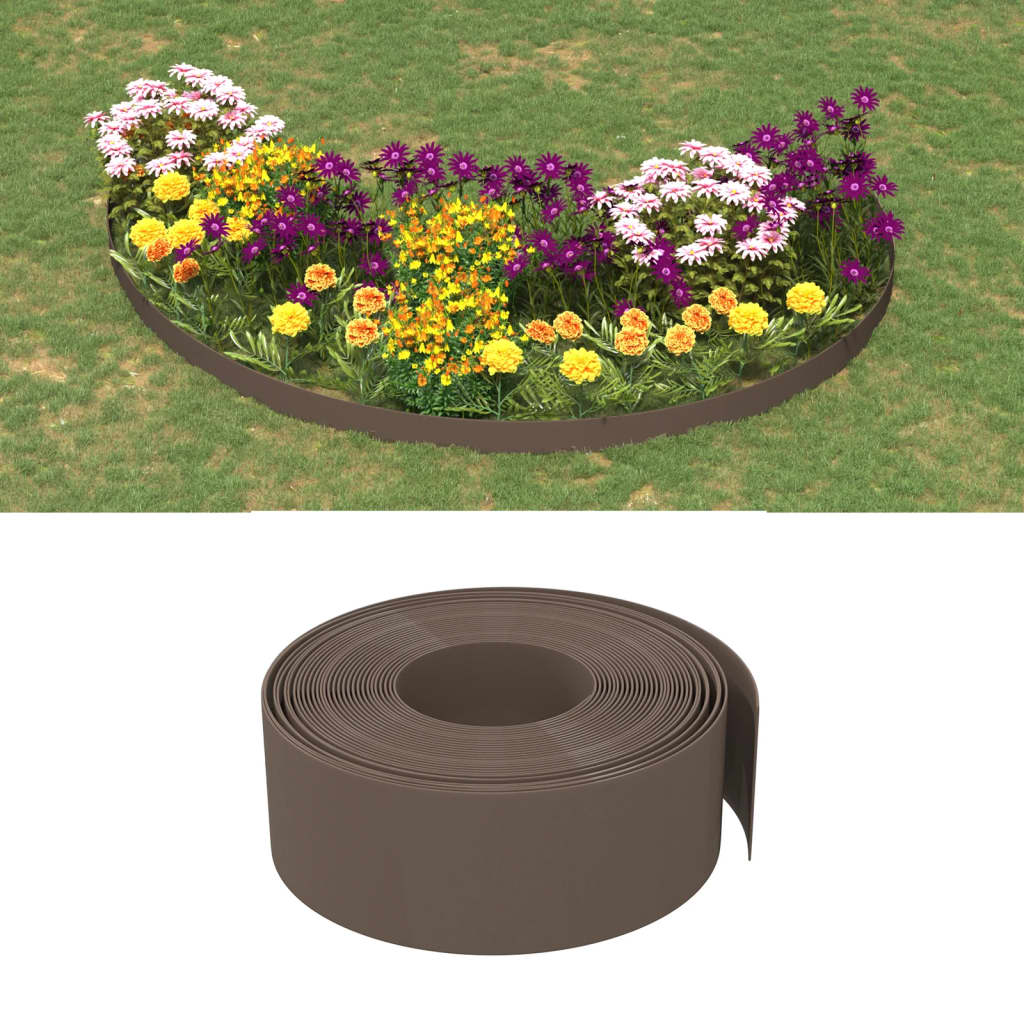 Bordures de jardin 3 pcs marron 10 m 20 cm polyéthylène