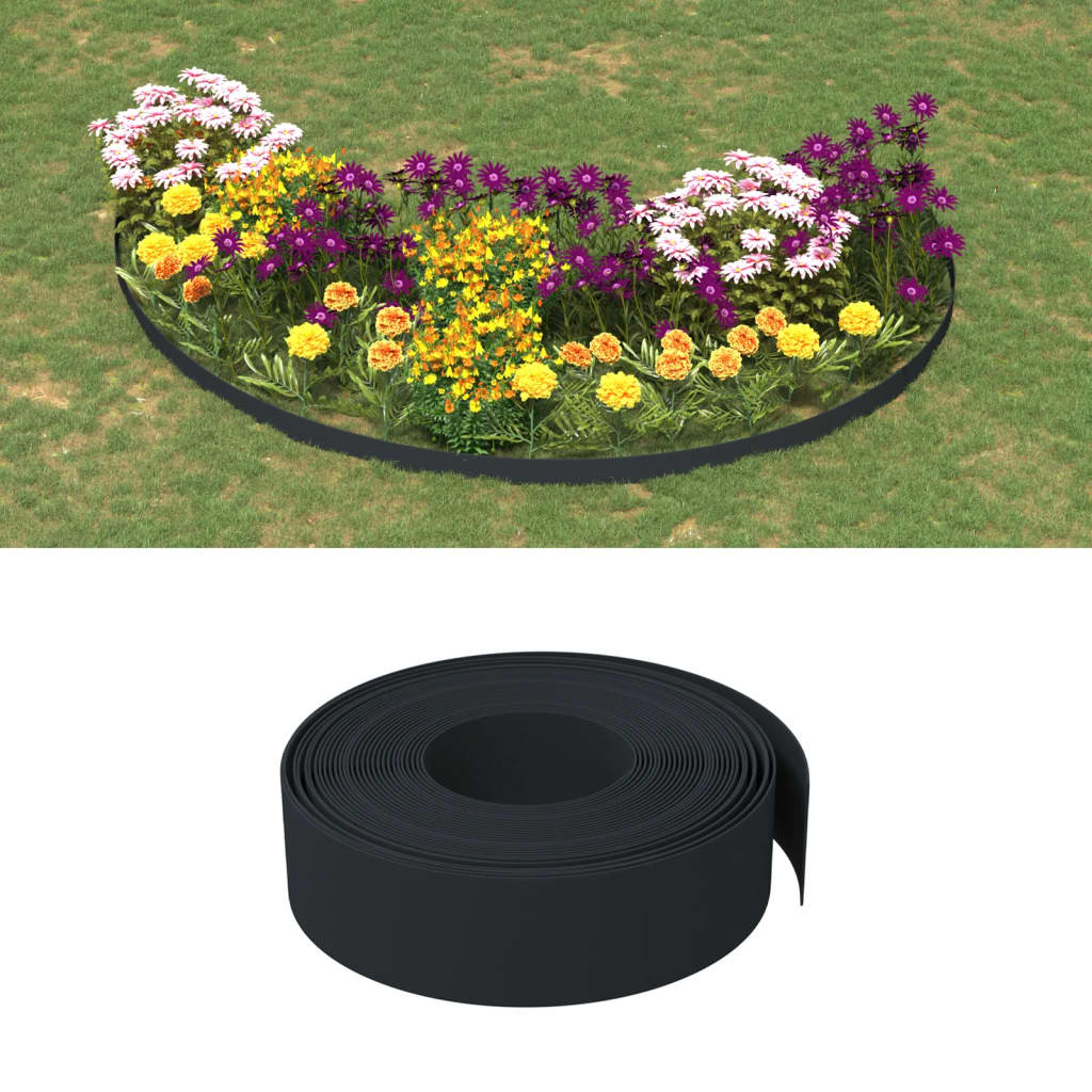 Black garden edging 10 m 15 cm polyethylene