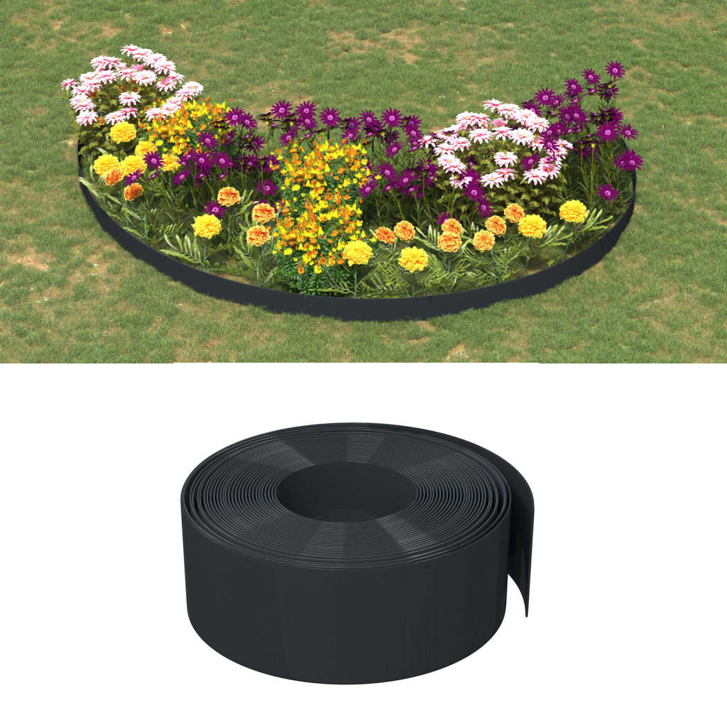 Black garden edging 10 m 20 cm polyethylene