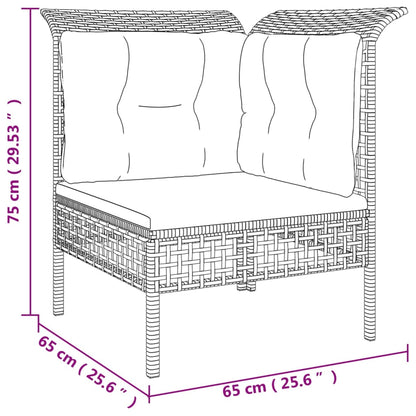 Canapé d'angle de jardin avec coussin gris résine tressée