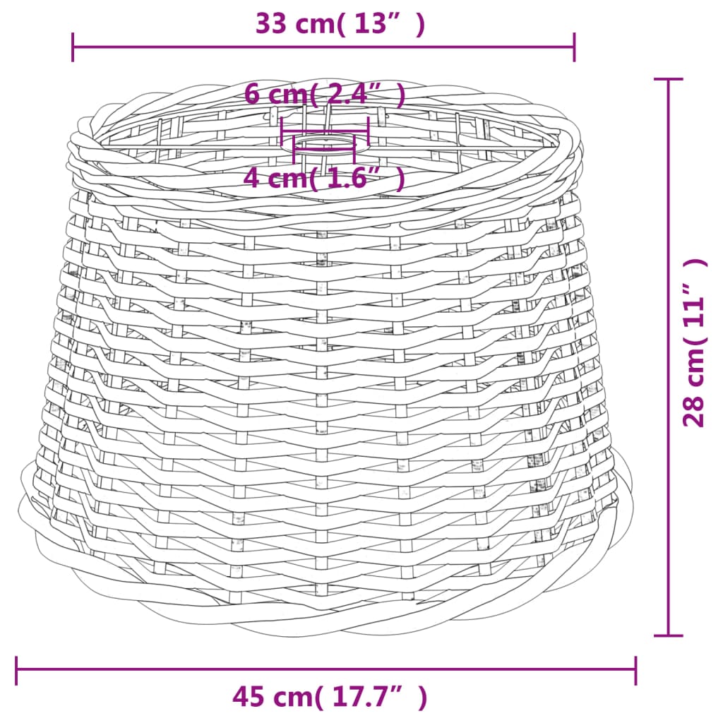 White ceiling lampshade Ø45x28 cm wicker