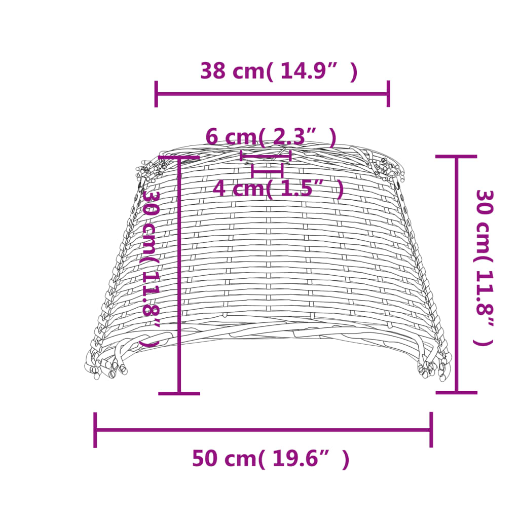 Lámpara de techo blanca pantalla mimbre Ø50x30 cm