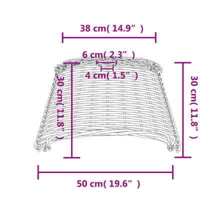 Lámpara de techo blanca pantalla mimbre Ø50x30 cm